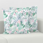 pastel cactus floral - white