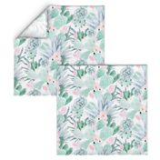 pastel cactus floral - white