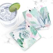 pastel cactus floral - white