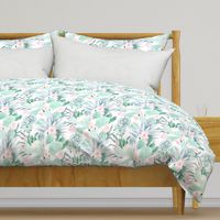 pastel cactus floral - white