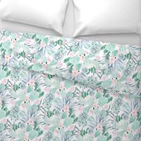 pastel cactus floral - white