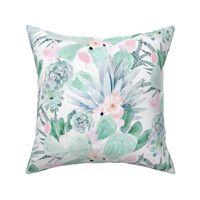 pastel cactus floral - white