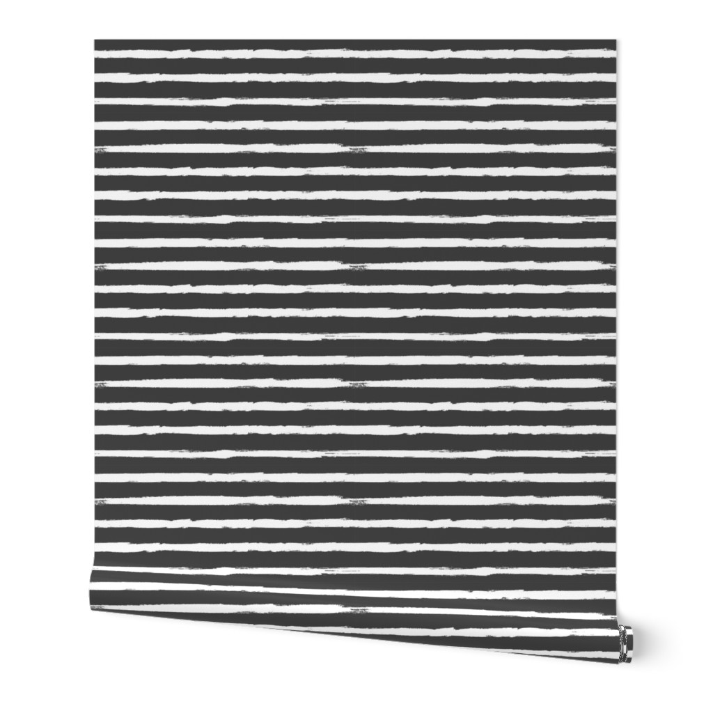 Painted White Stripes on Charcoal (Dark Gray, Distressed Stripes)