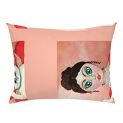 Merry Matron / PILLOW / peach-coral Lady w/ cat   