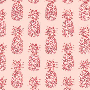 Red & White Pineapples on Pink