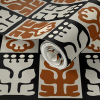 Inca Folk Art Flowers - Brown Ivory