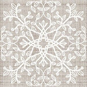 Botanical Branch motif, Beige Linen