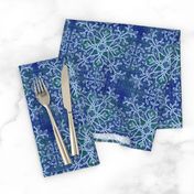 Botanical Branch Motif, Blue Linen