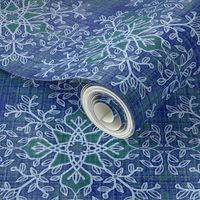 Botanical Branch Motif, Blue Linen