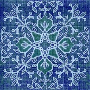 Botanical Branch Motif, Blue Linen