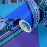 BN8 - MED - Cheater Quilt  Crosshatch Texture in Blue - Lavender -Purple