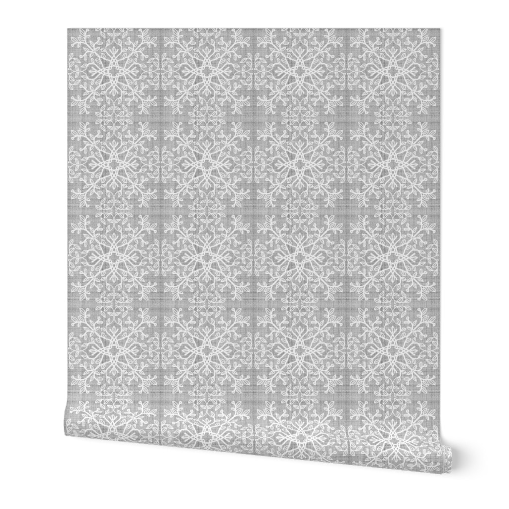 Botanical Branch Motif, Gray Linen