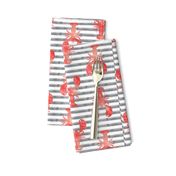 lobsters on stripes (red & grey)