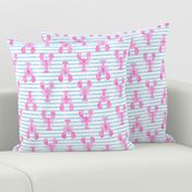 lobsters on stripes (pink and blue)