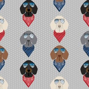 dachshund sunglasses doxie summer bandana dog fabric grey