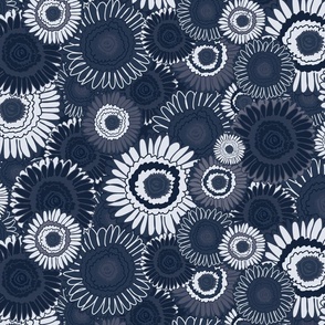 Gerbera Explosion-Shibori Blues Palette-Halfdrop