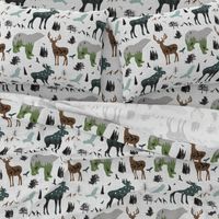 forest animals on linen