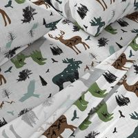 forest animals on linen