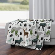 forest animals on linen