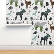 forest animals on linen