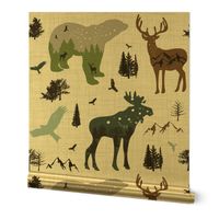 forest animals on linen