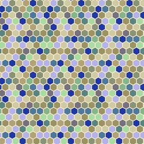 18-07K Hexagon  Olive blue periwinkle purple mint green 