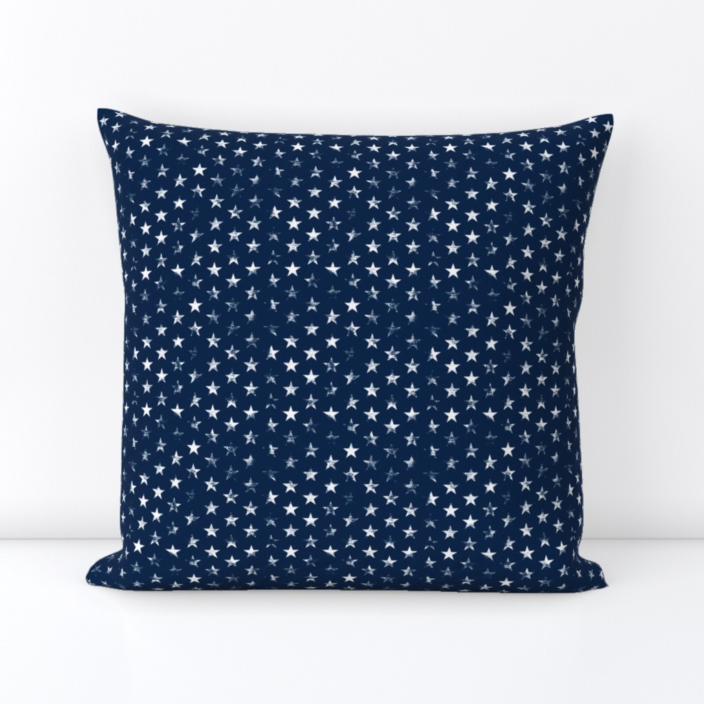 Small Distressed White Stars on Navy Blue