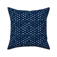 Small Distressed White Stars on Navy Blue