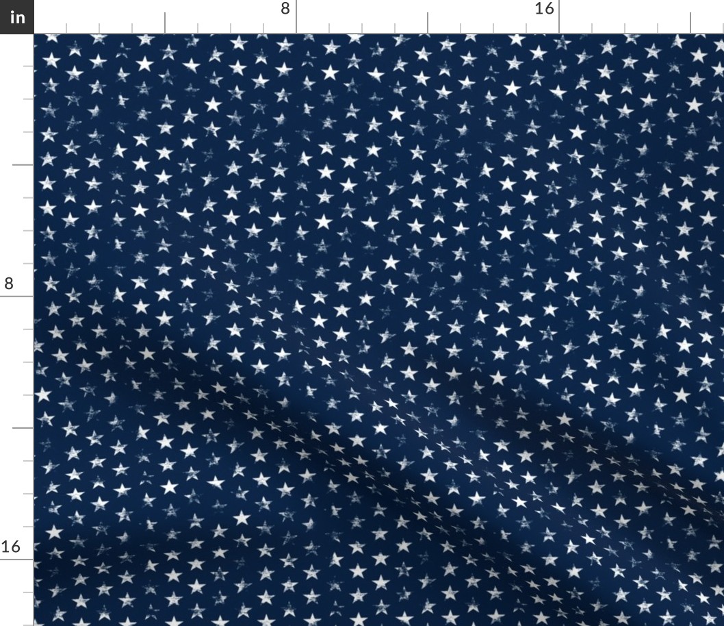 Small Distressed White Stars on Navy Blue