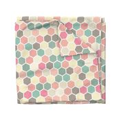 18-07G Hexagon Pastel yellow taupe blush pink peach tan white hexagon hexie dots spots _ miss chiff Designs