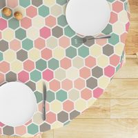 18-07G Hexagon Pastel yellow taupe blush pink peach tan white hexagon hexie dots spots _ miss chiff Designs