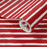 Small Painted White Stripes on Red