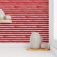 Small Painted White Stripes on Red