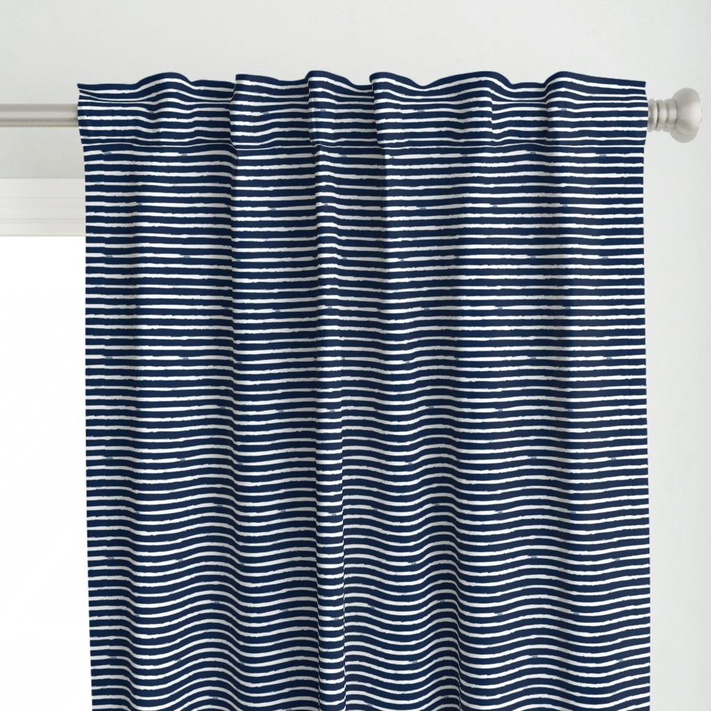 Small Painted White Stripes on Navy Blue