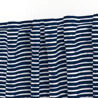 Small Painted White Stripes on Navy Blue