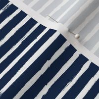 Small Painted White Stripes on Navy Blue