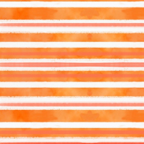 Orange & Pink & White Watercolor Stripe