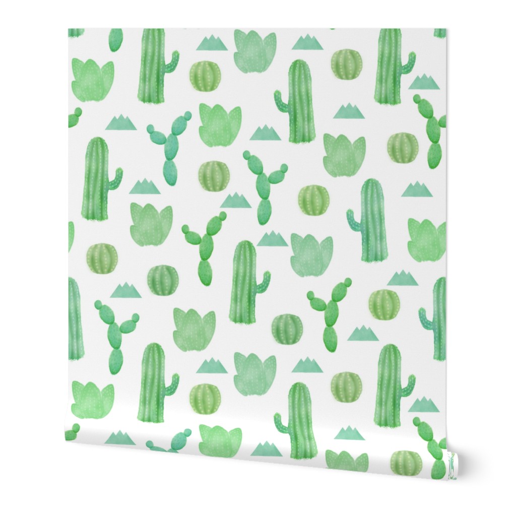 Watercolor Cactus on White