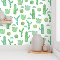 Watercolor Cactus on White