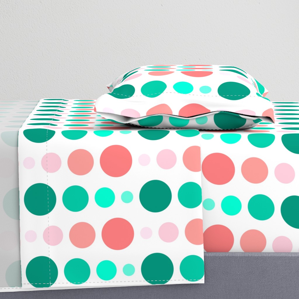 Coral Pink & Emerald Mint Green Ombre Spots