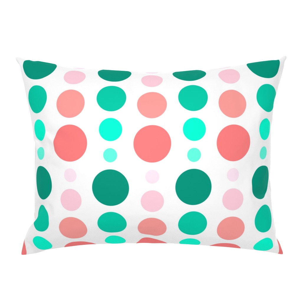 Coral Pink & Emerald Mint Green Ombre Spots