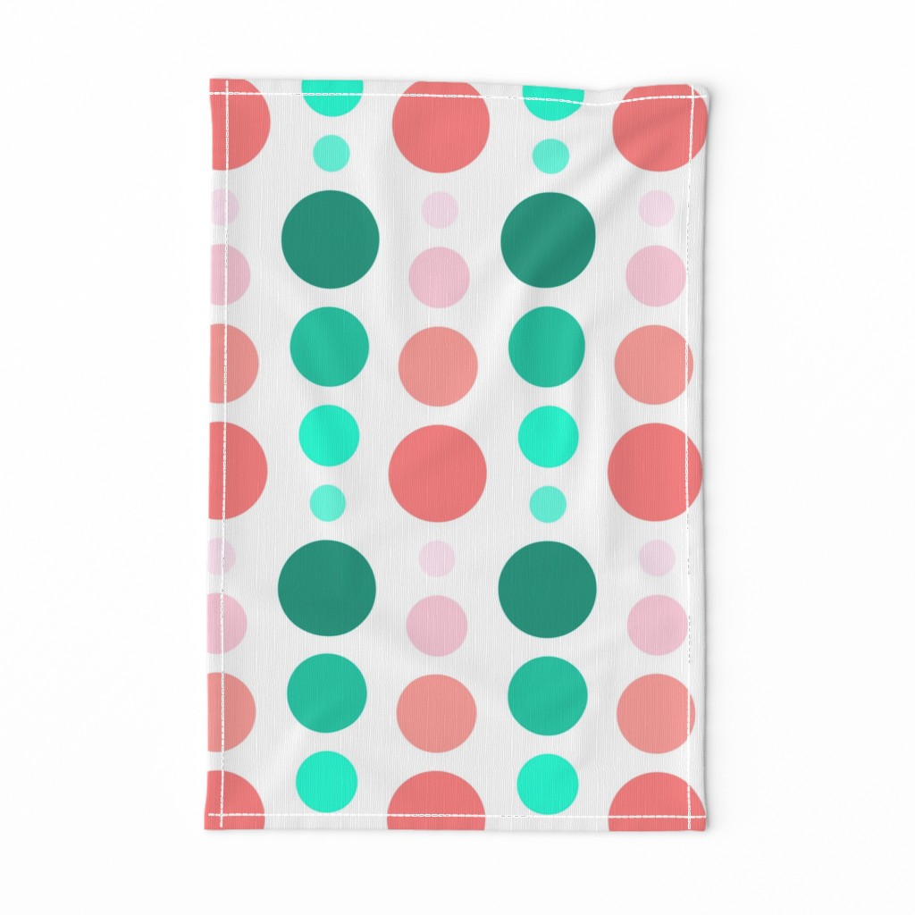 Coral Pink & Emerald Mint Green Ombre Spots