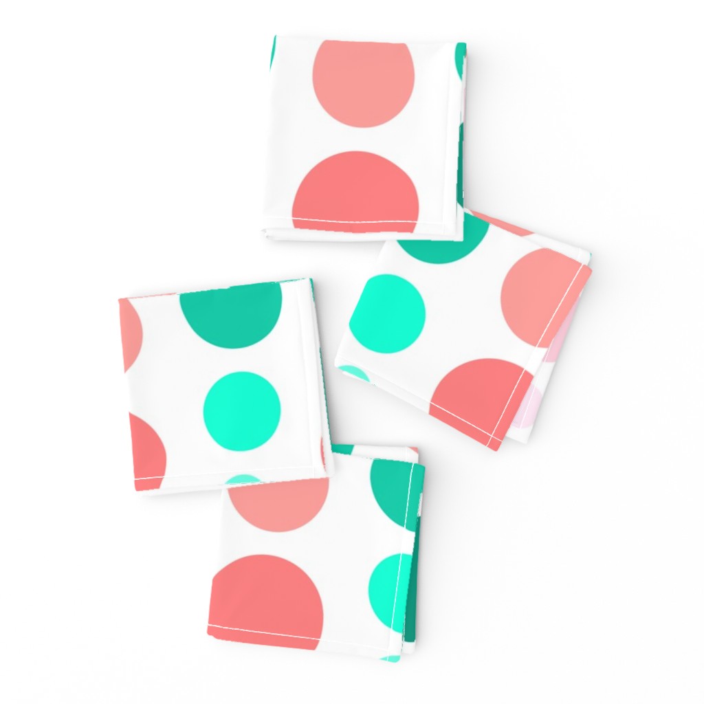 Coral Pink & Emerald Mint Green Ombre Spots