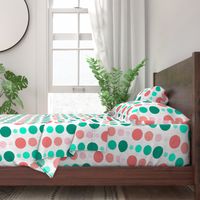 Coral Pink & Emerald Mint Green Ombre Spots