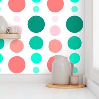 Coral Pink & Emerald Mint Green Ombre Spots