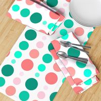 Coral Pink & Emerald Mint Green Ombre Spots