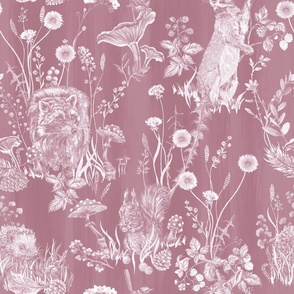 Woodland animals in dusty pink