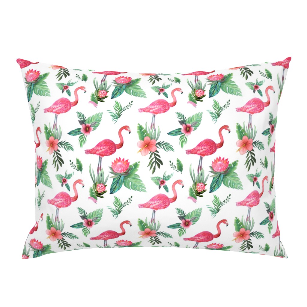 Watercolor flamingo dream garden jungle 