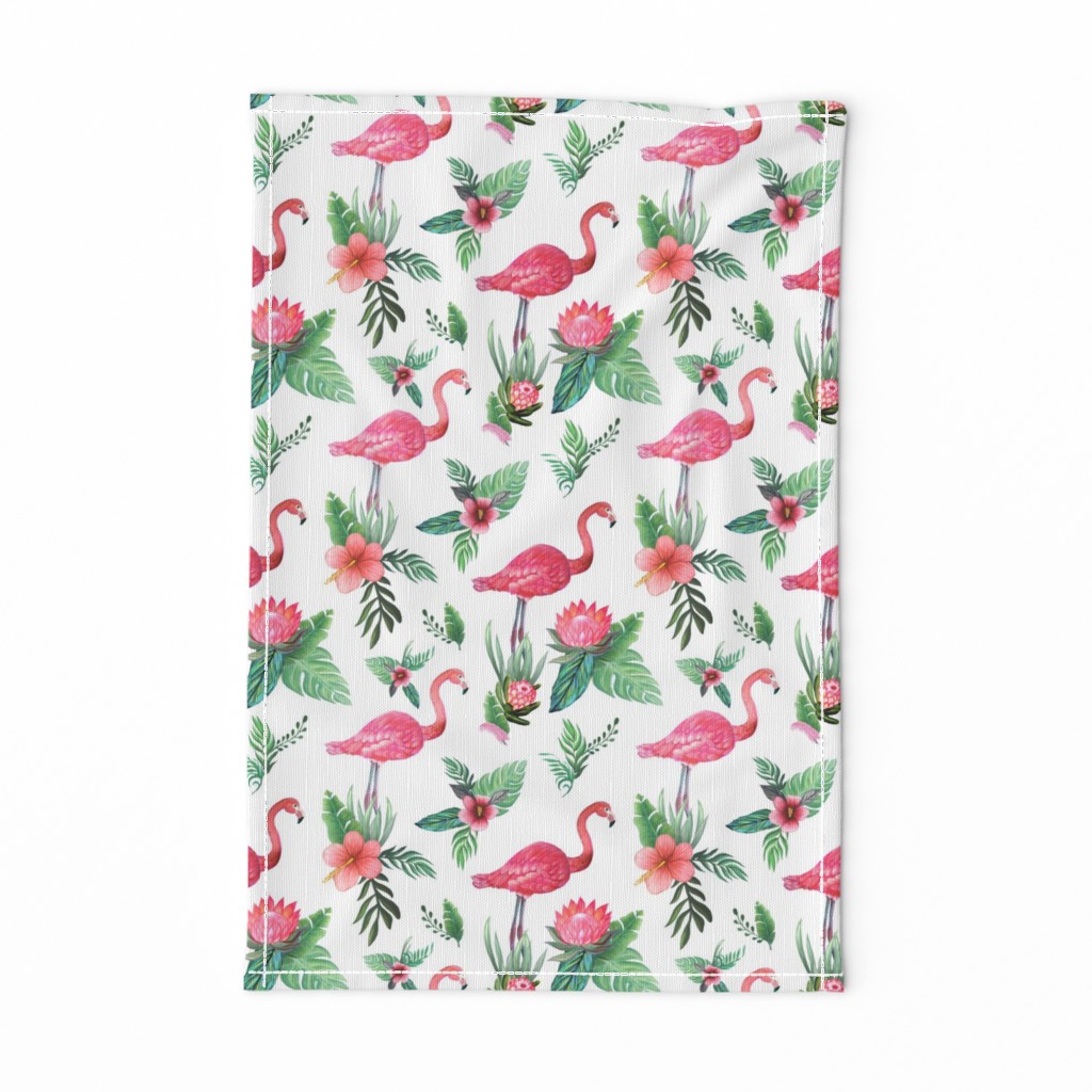 Watercolor flamingo dream garden jungle 