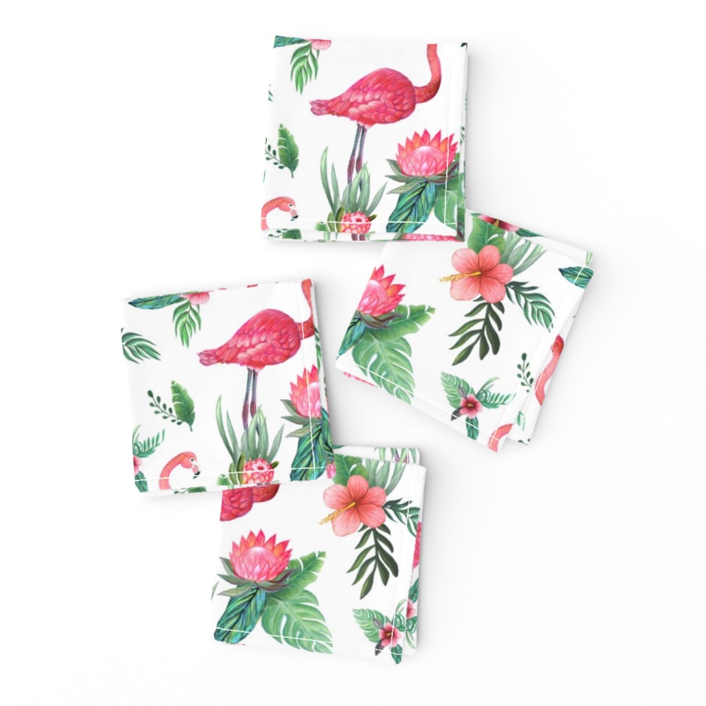 Watercolor flamingo dream garden jungle 